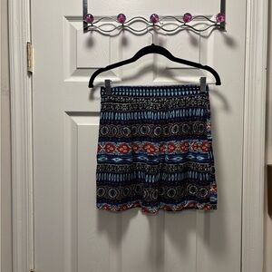 Exibit Blue and Red Patterned Mini Skirt